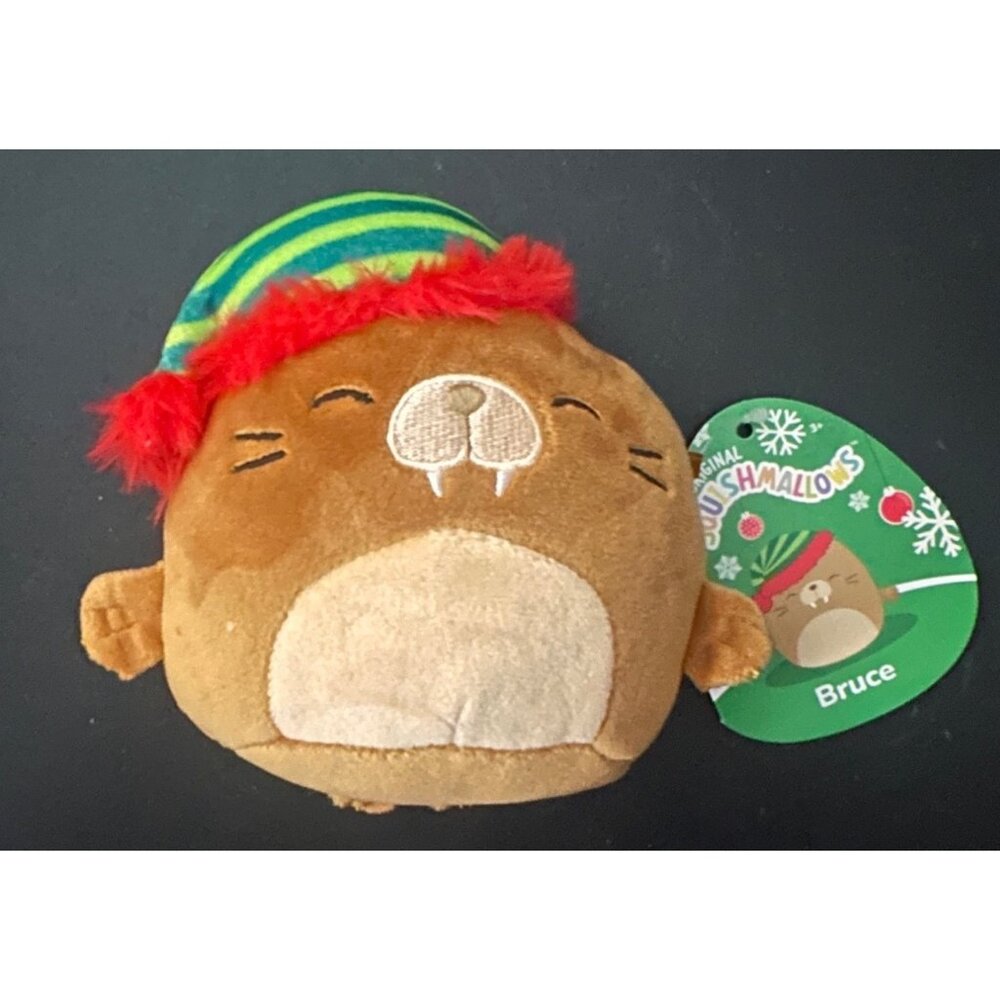 Squishmallows Bruce‎ Holiday walrus Plush Toy 5" With Hat & Tag